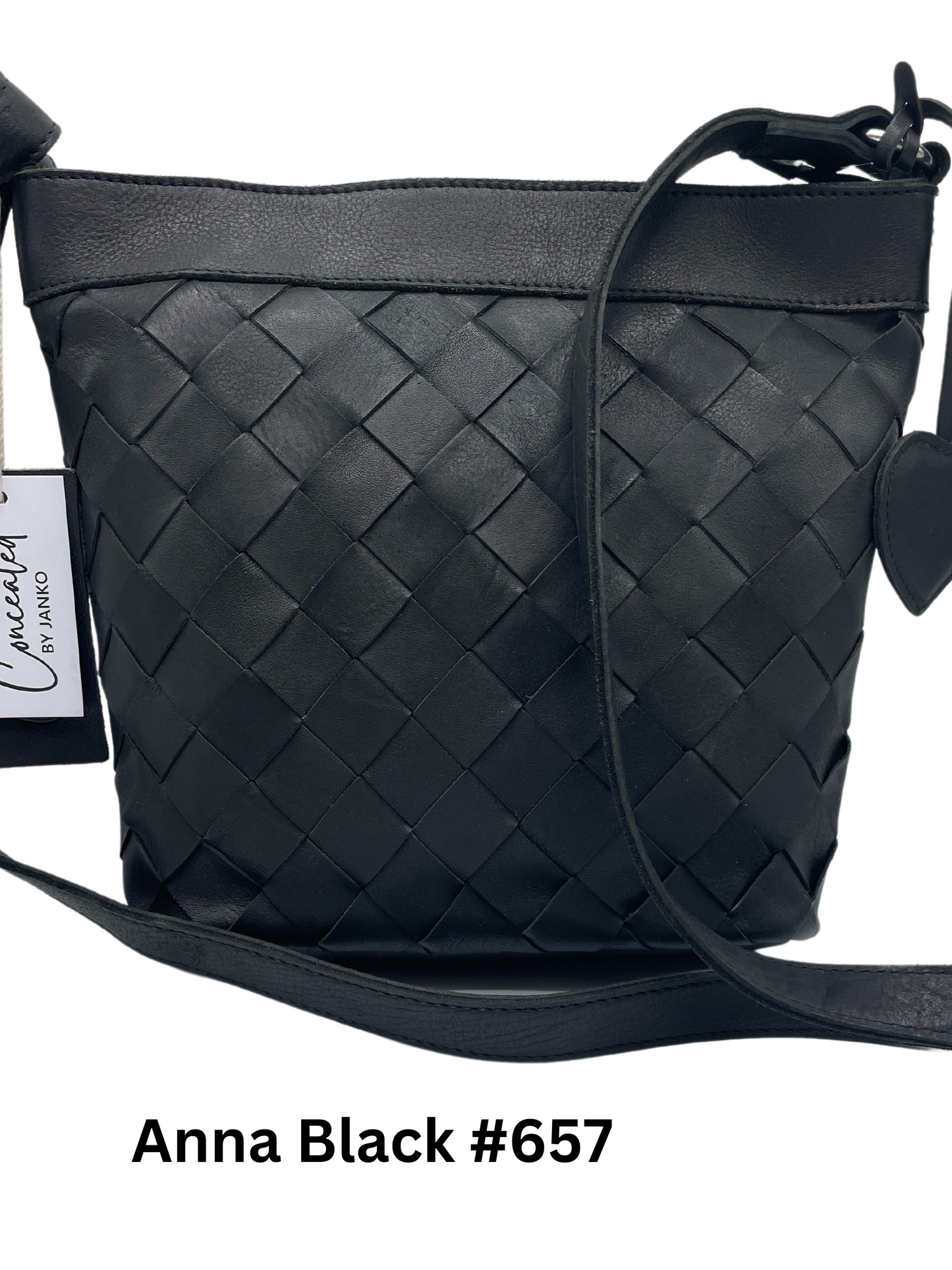Concealed By Janko Anna Black #657 Genuine Leather Conceal and Carry Handbag