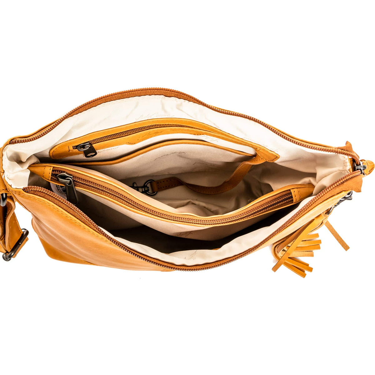 Concealed Carry Blake Leather Crossbody in Caramel – concealment pocket