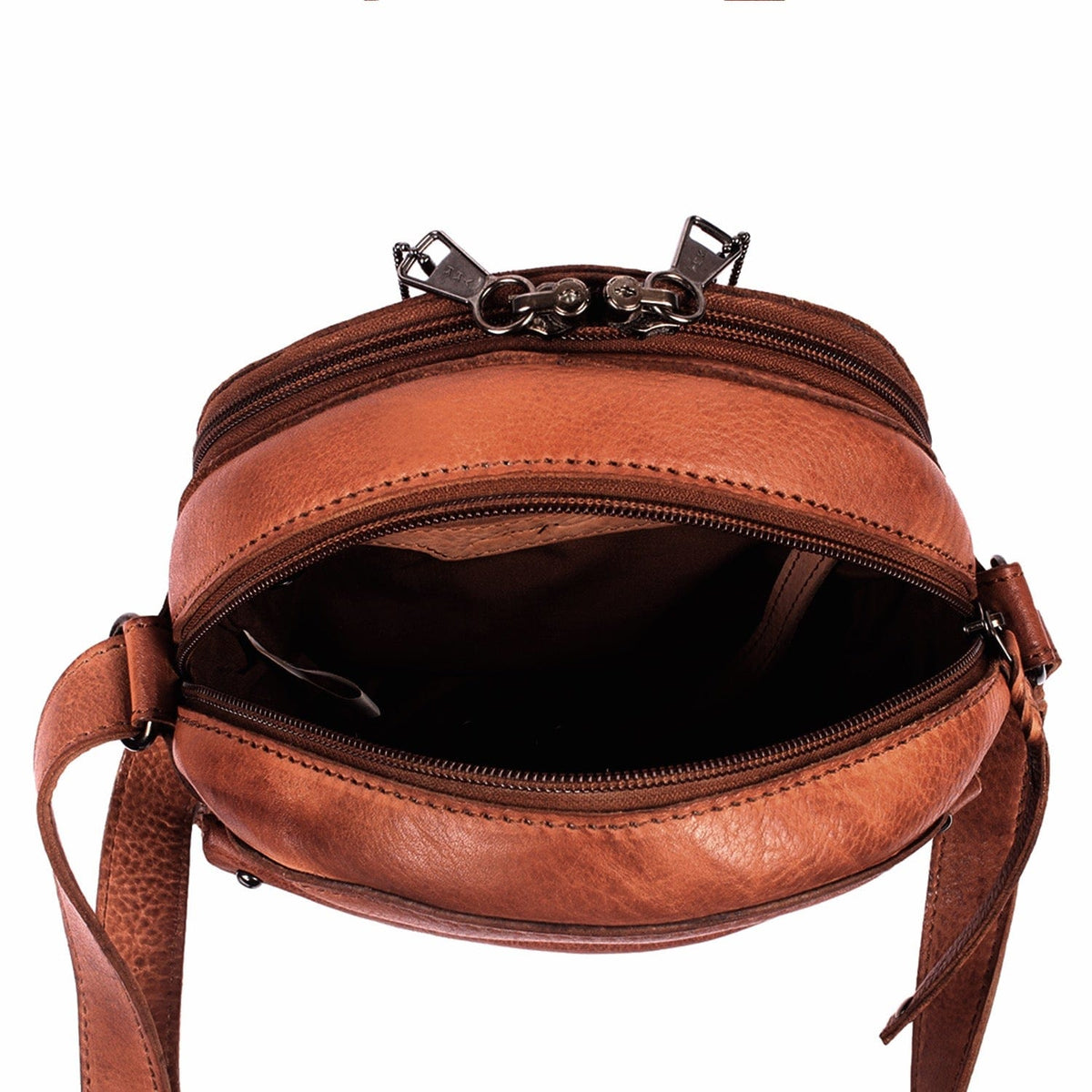 Women's Concealed Carry Mia Crossbody Purse in Cognac – concealment pocket 2