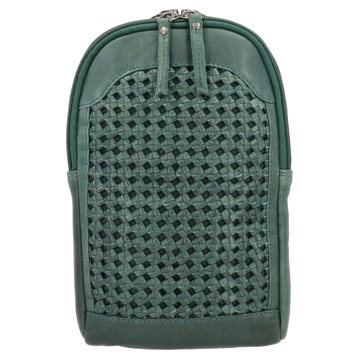 Concealed Carry Bristol Sling Leather Backpack in Forest Green – front view 2