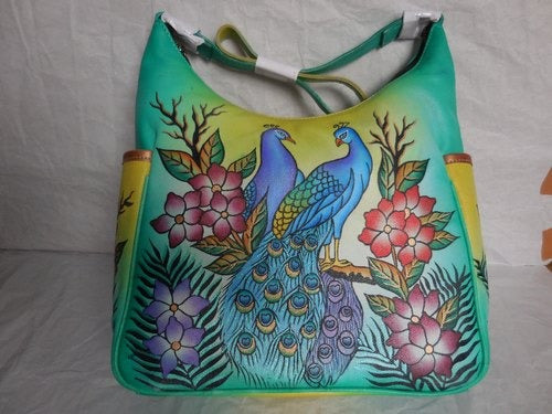 Concealed By Janko Peacock Conceal and Carry Handbag Genuine Leather Hand Painted