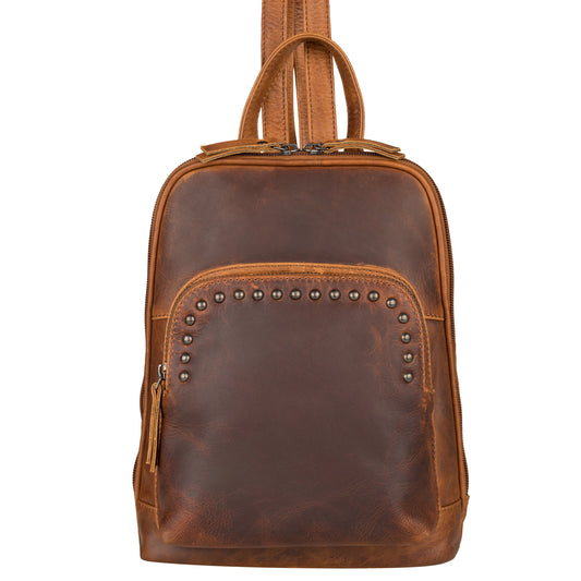Concealed Carry Abby Leather Backpack – back view