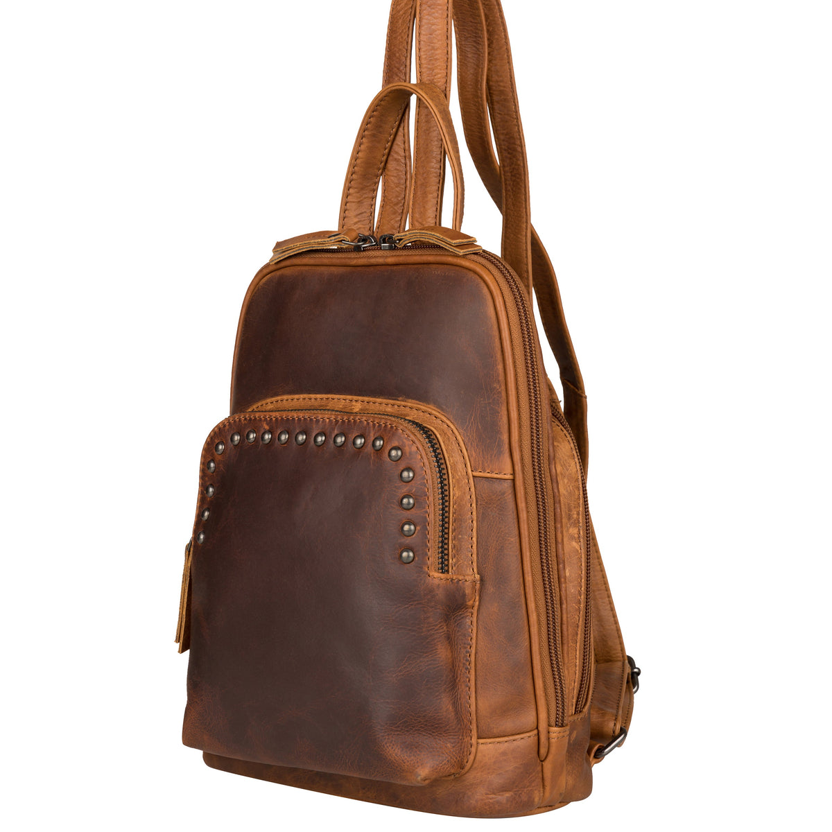 Concealed Carry Abby Leather Backpack – back view 2
