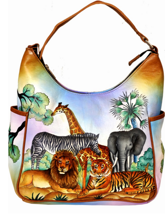 Conceal By Janko Animals on Safari Conceal and Carry Handbag Hand Painted Genuine Leather Handbag