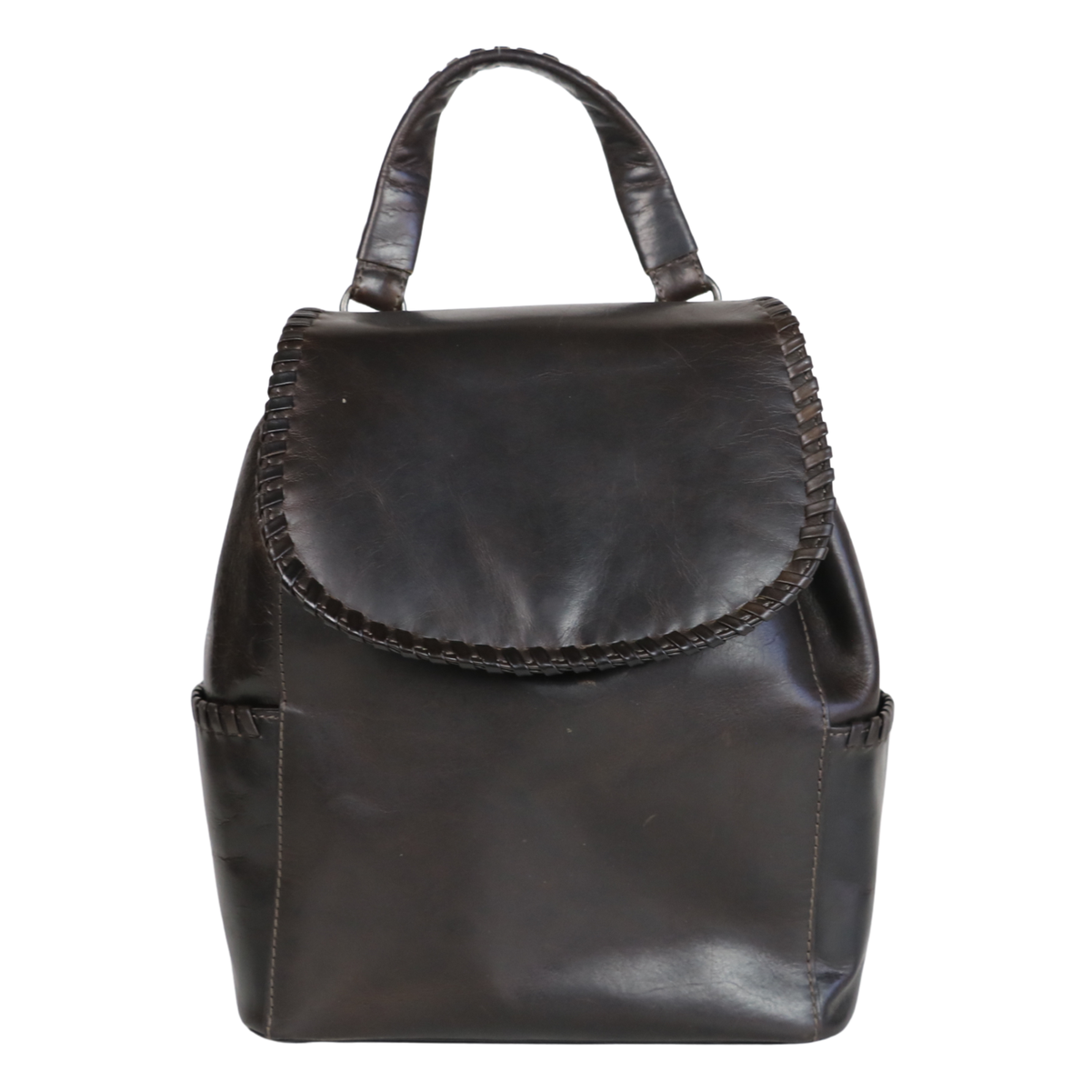 Concealed Carry Allie Leather Backpack in Gray – back view