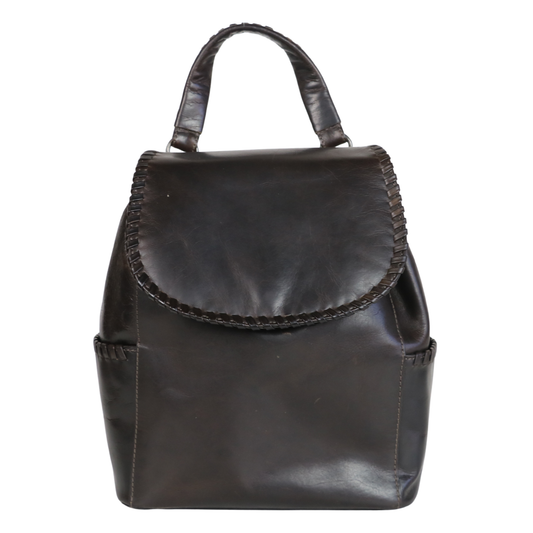 Concealed Carry Allie Leather Backpack in Gray – back view