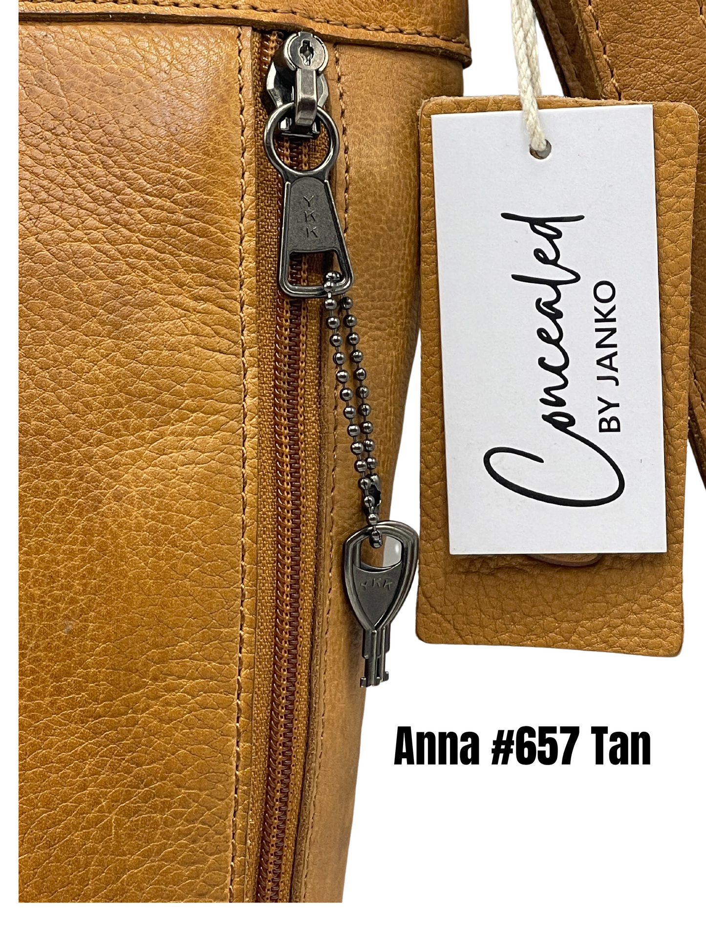 Concealed By Janko Anna Tan #654 Smaller Conceal and Carry Handbag Genuine Leather