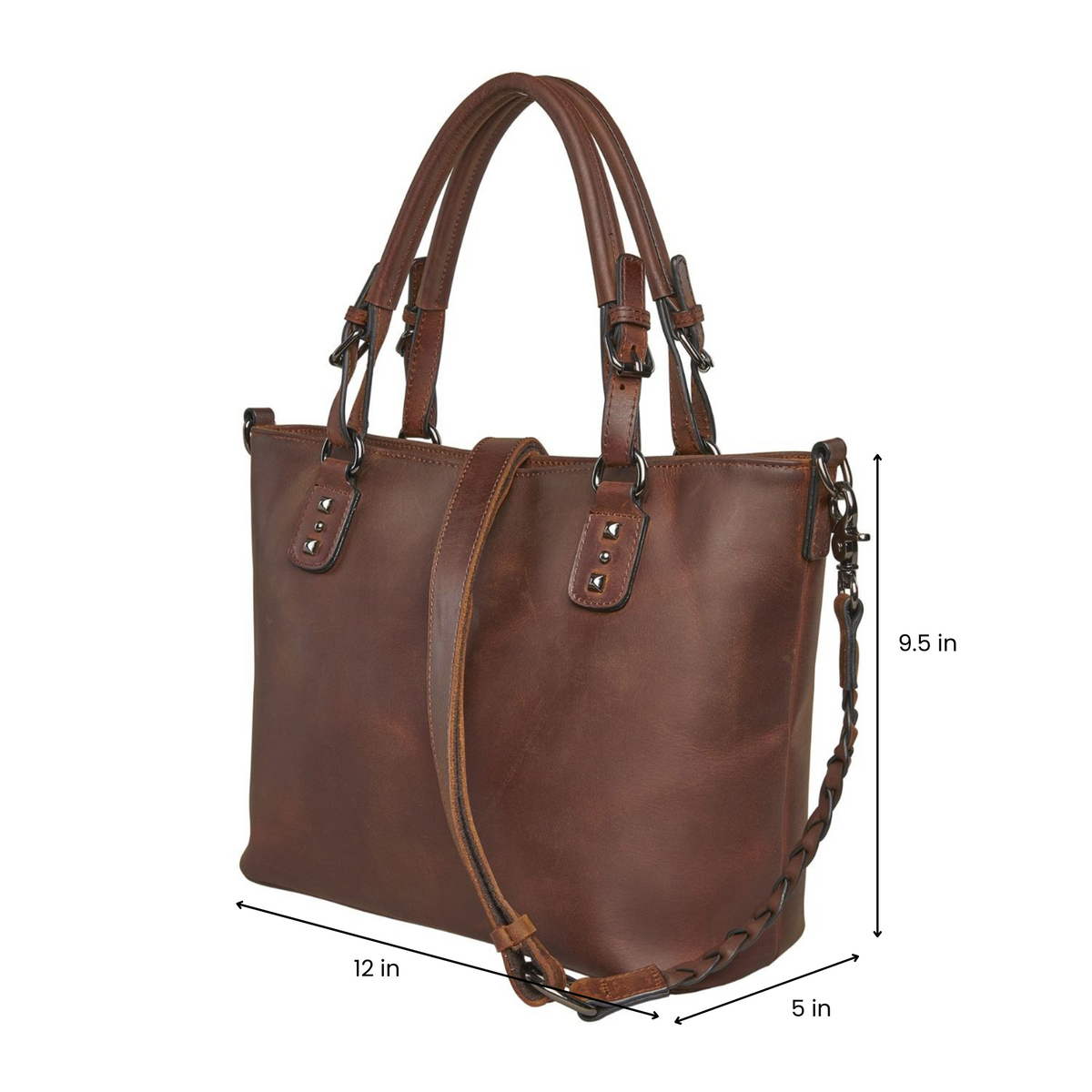 Concealed Carry Bailey Leather Satchel in Distressed Brown – additional view 1