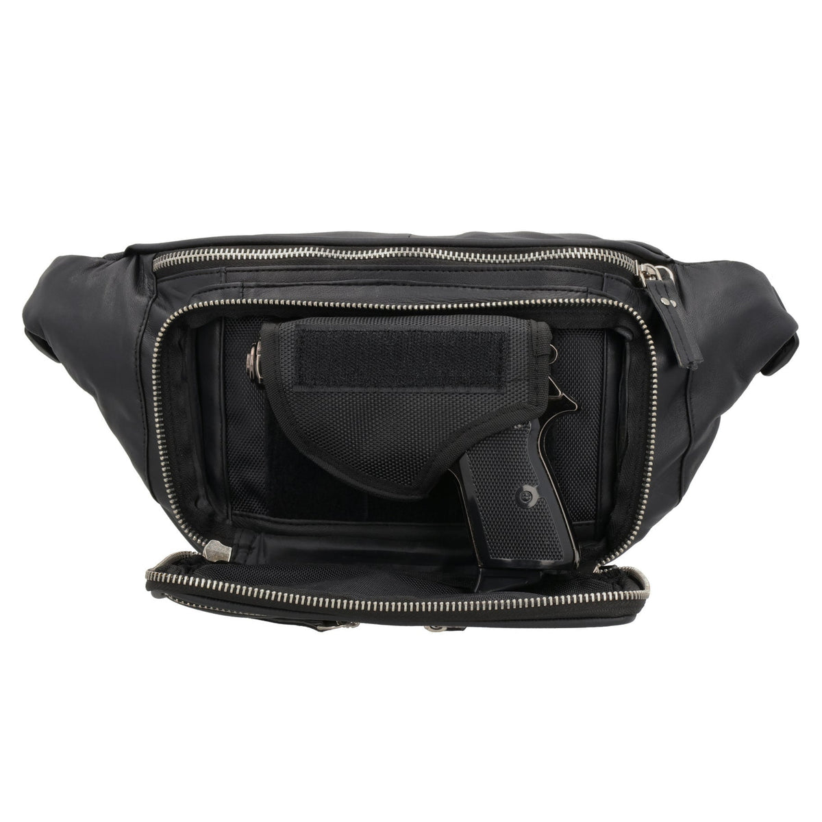 Concealed Carry Jessie Unisex Lambskin Belt Bag – shown with handgun