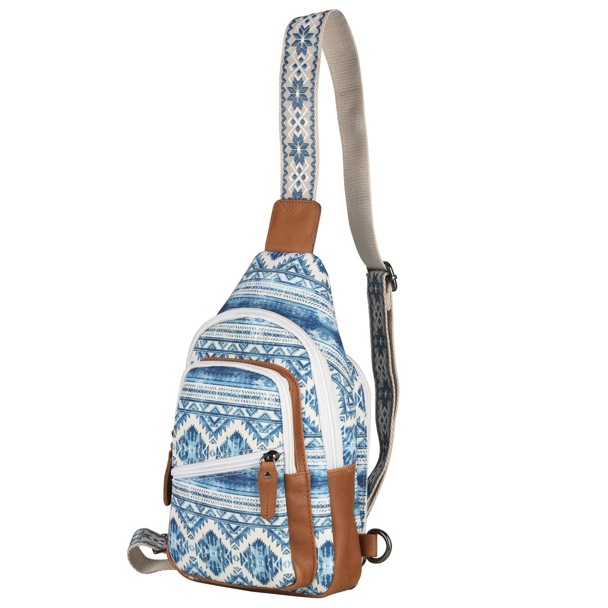 Concealed Carry Aztec Indie Canvas Sling in Blue Aztec – additional view 1