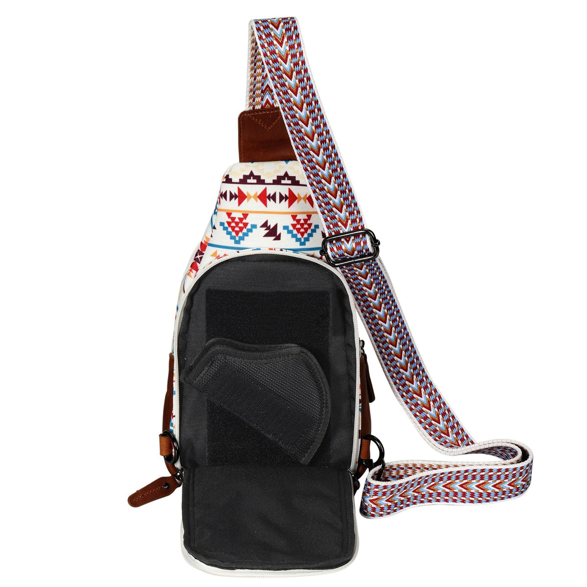 Concealed Carry Aztec Indie Canvas Sling in Multi Aztec – concealment pocket