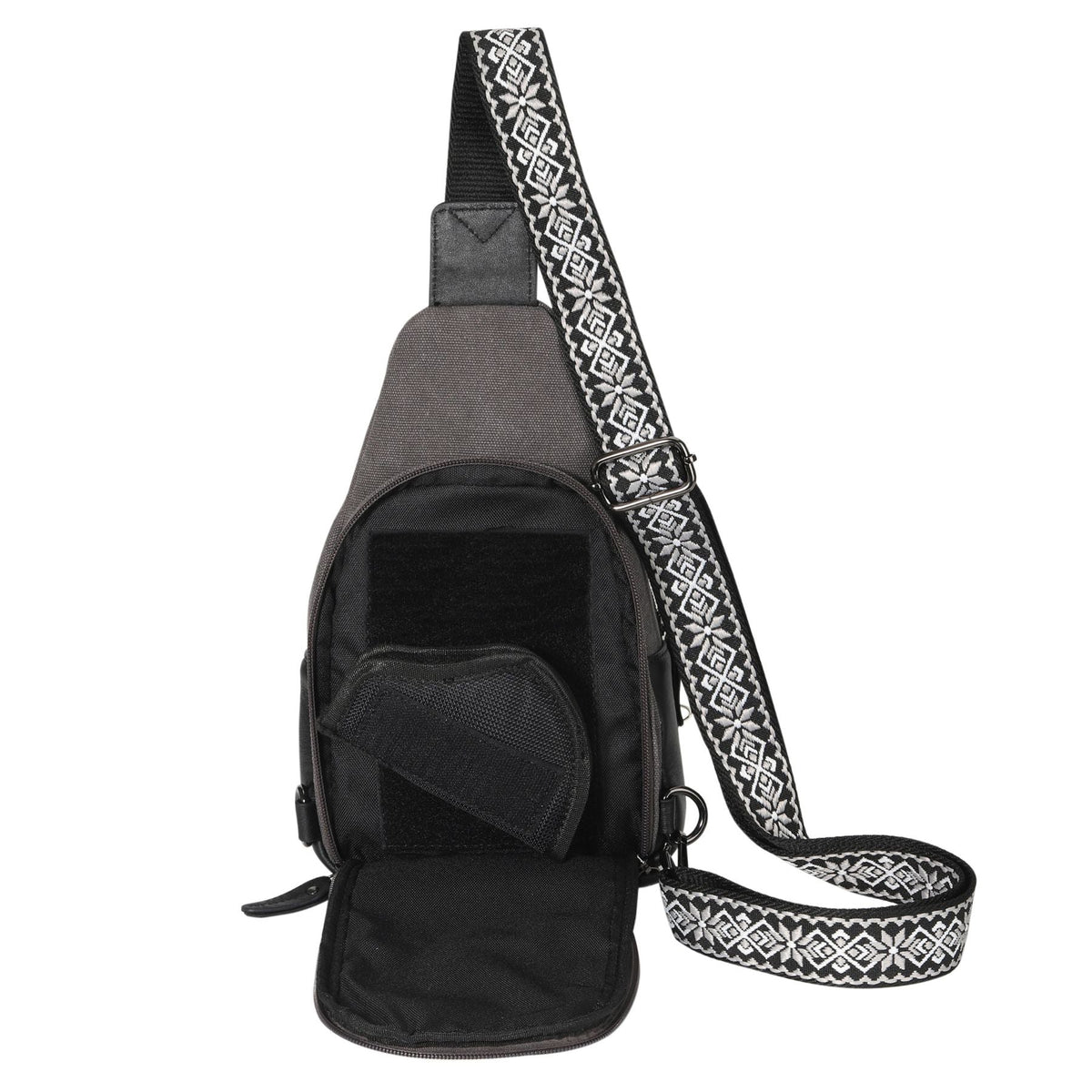 Concealed Carry Indie Canvas Sling in Gray Canvas – concealment pocket