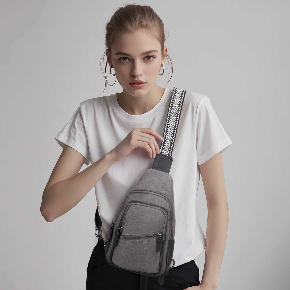 Concealed Carry Indie Canvas Sling in Gray Canvas – additional view 1
