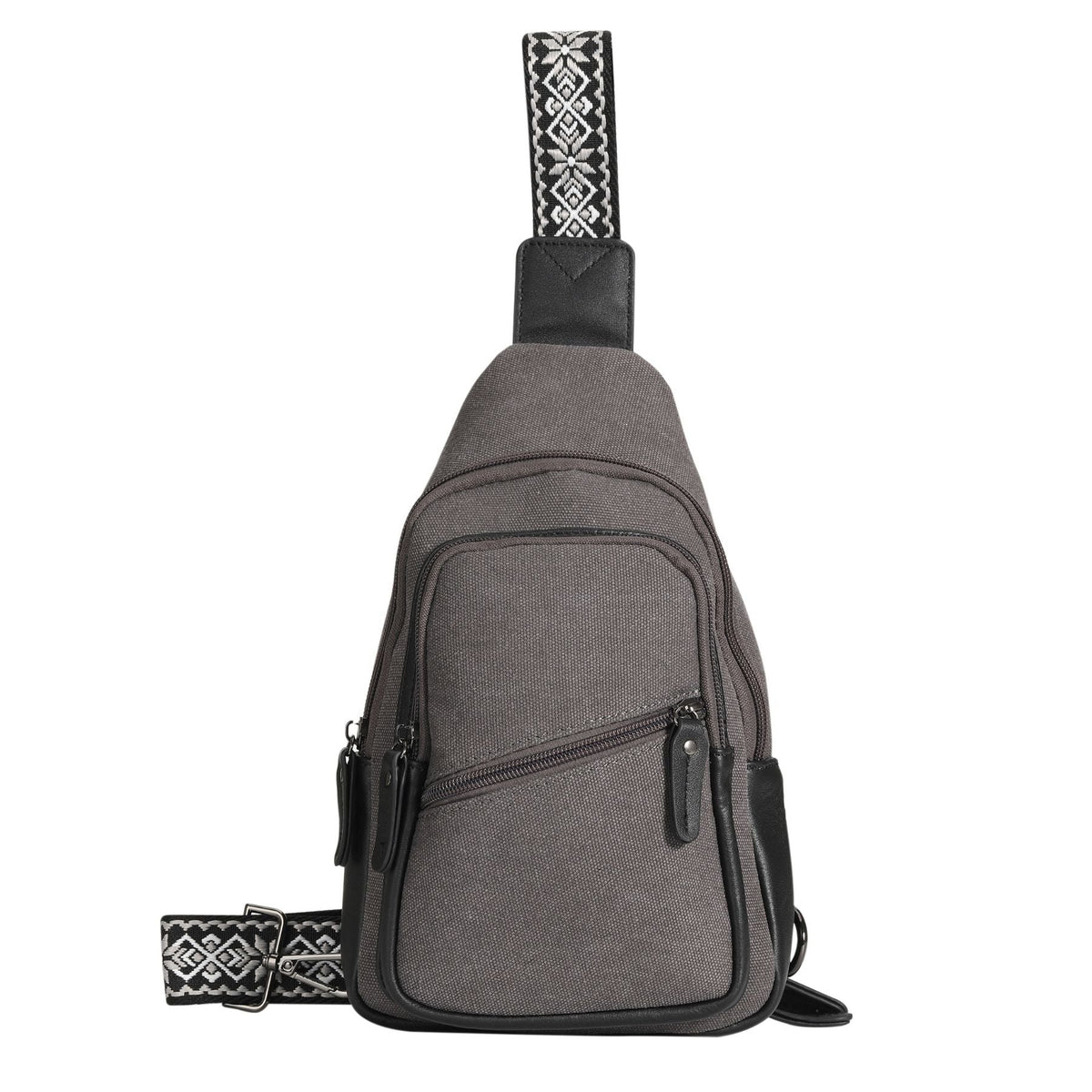 Concealed Carry Indie Canvas Sling in Gray Canvas – front view