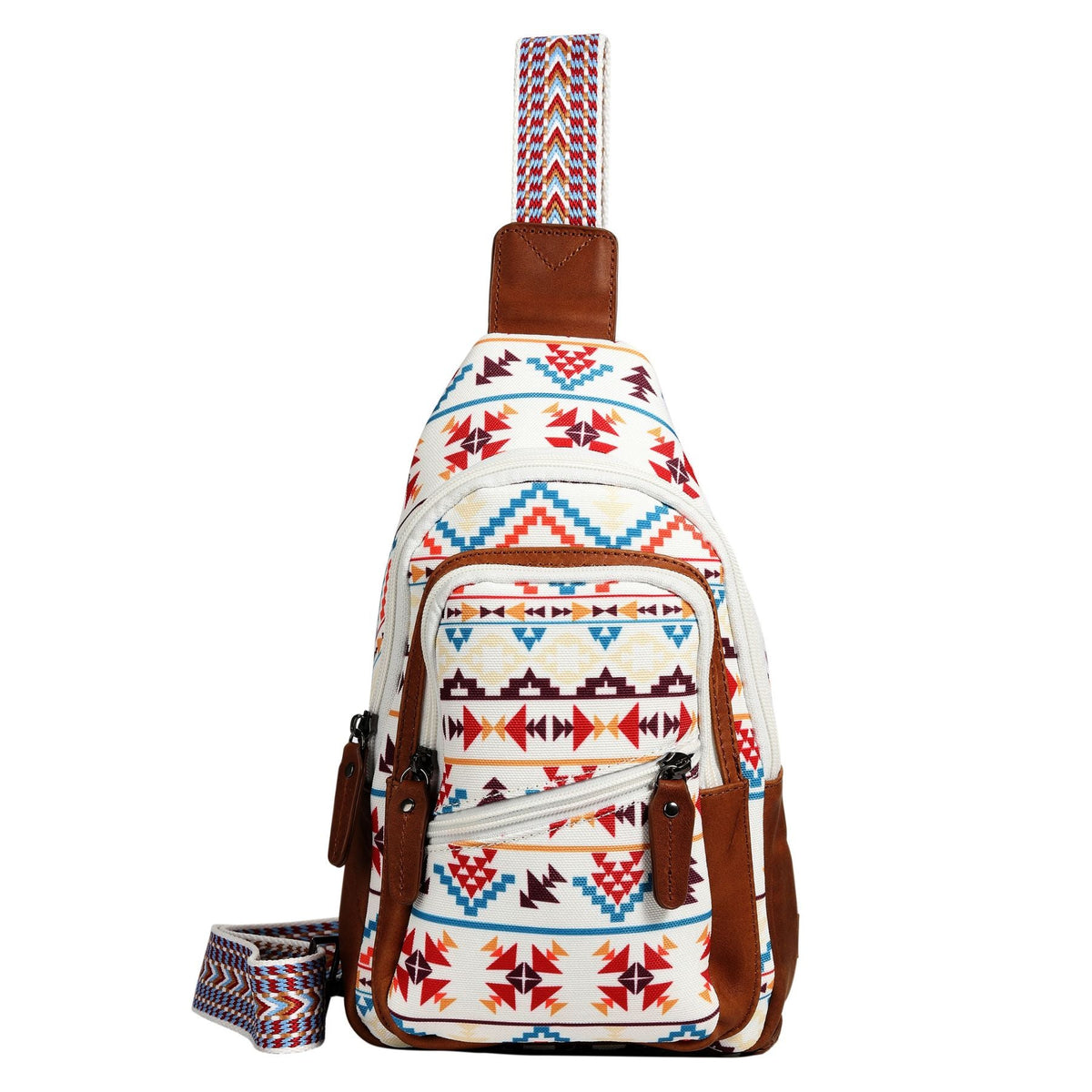 Concealed Carry Aztec Indie Canvas Sling in Multi Aztec – front view