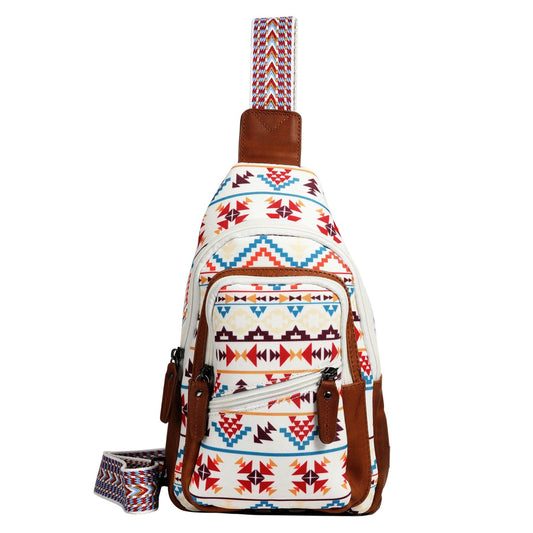 Concealed Carry Aztec Indie Canvas Sling in Multi Aztec – front view