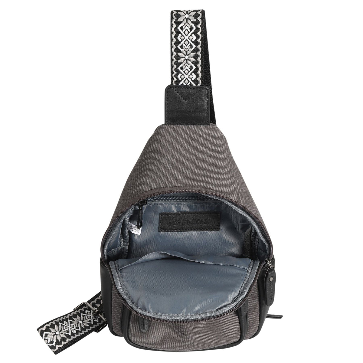 Concealed Carry Indie Canvas Sling in Gray Canvas – interior view