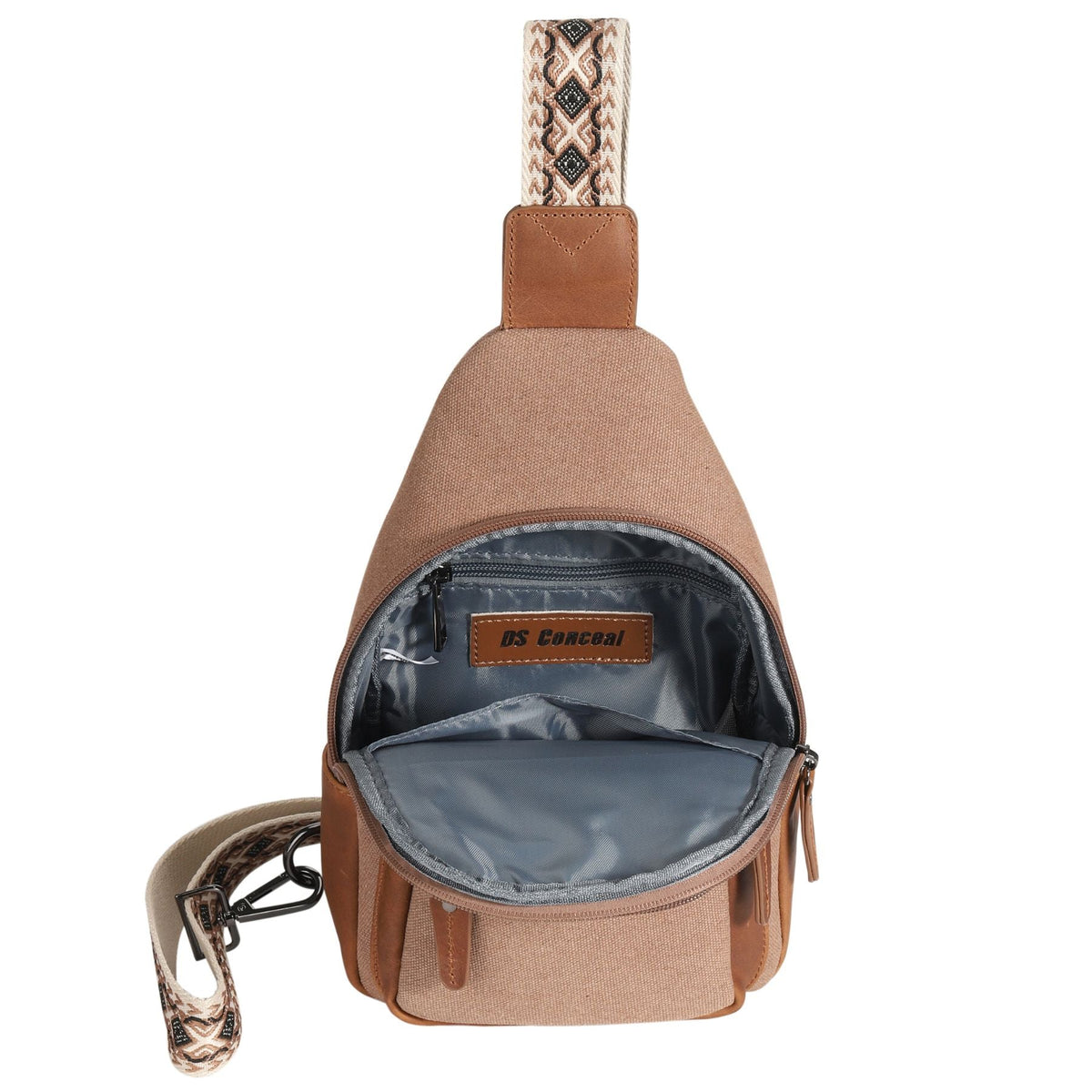 Concealed Carry Indie Canvas Sling in Gray Canvas – interior view 3