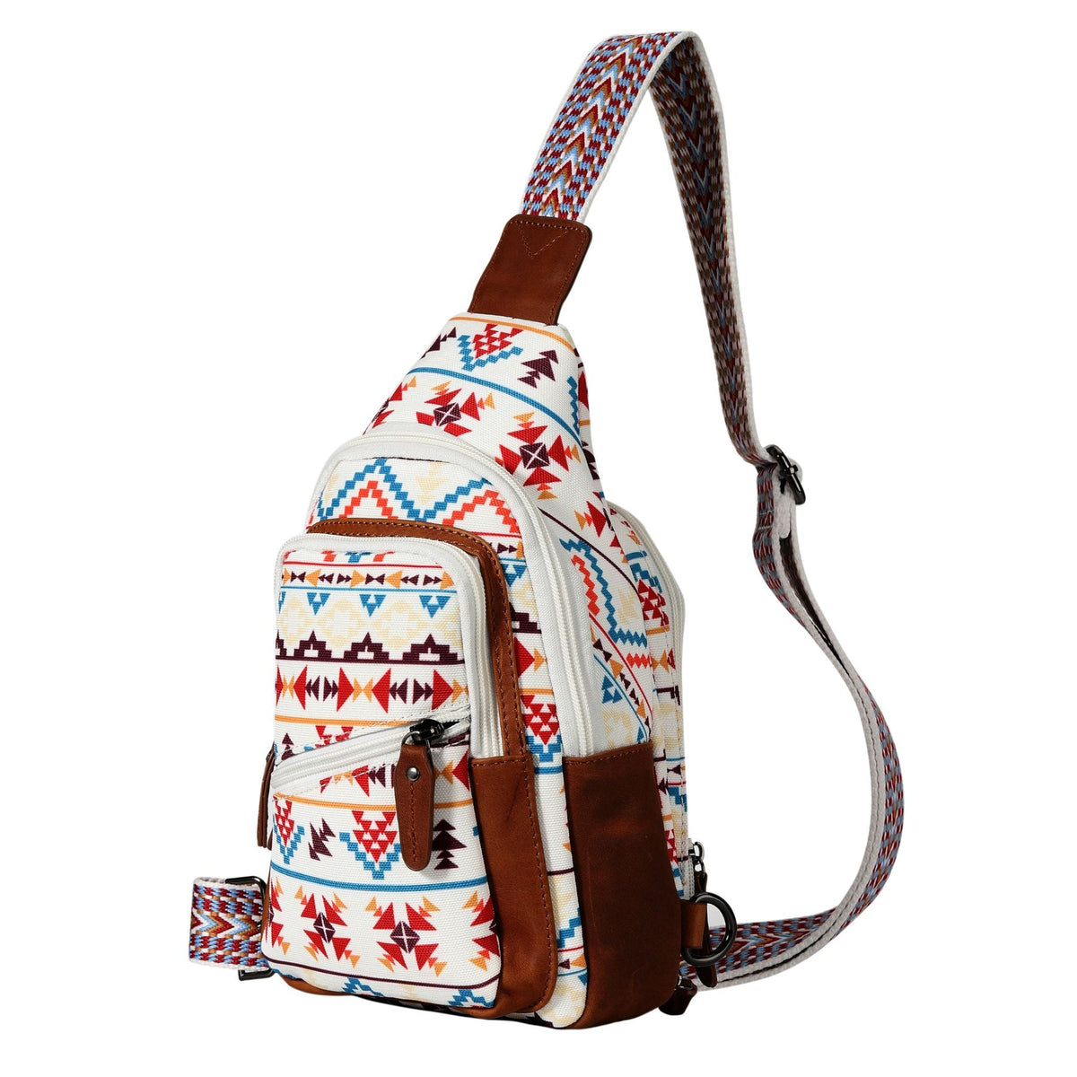 Concealed Carry Aztec Indie Canvas Sling in Multi Aztec – side view