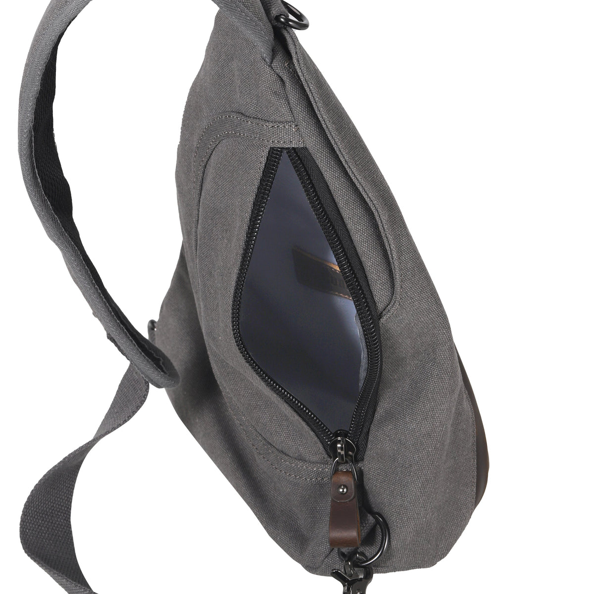 Concealed Carry Jordan Canvas Sling in Gray – interior view