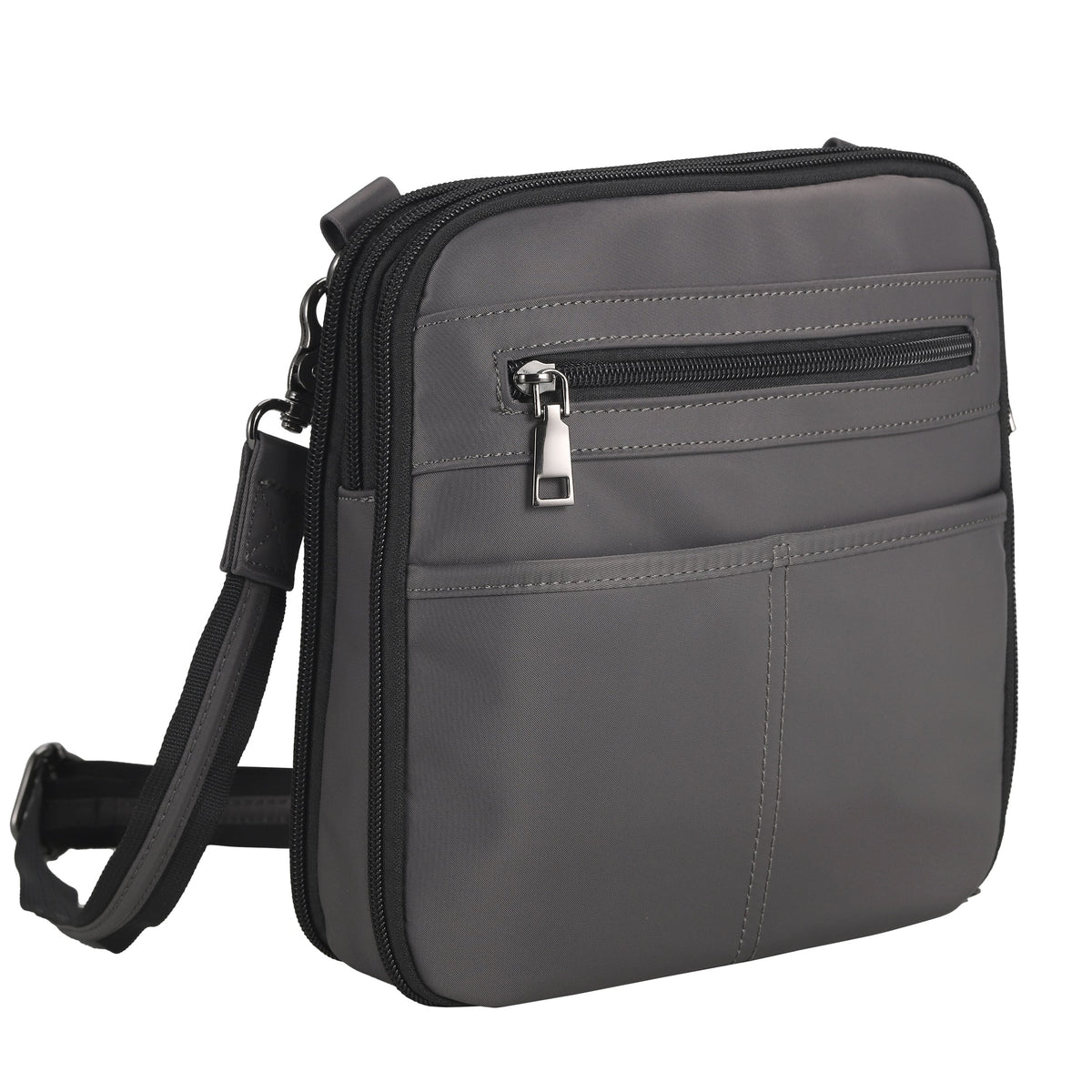 Concealed Carry Nylon Kayden Deluxe Crossbody in Gray – side view