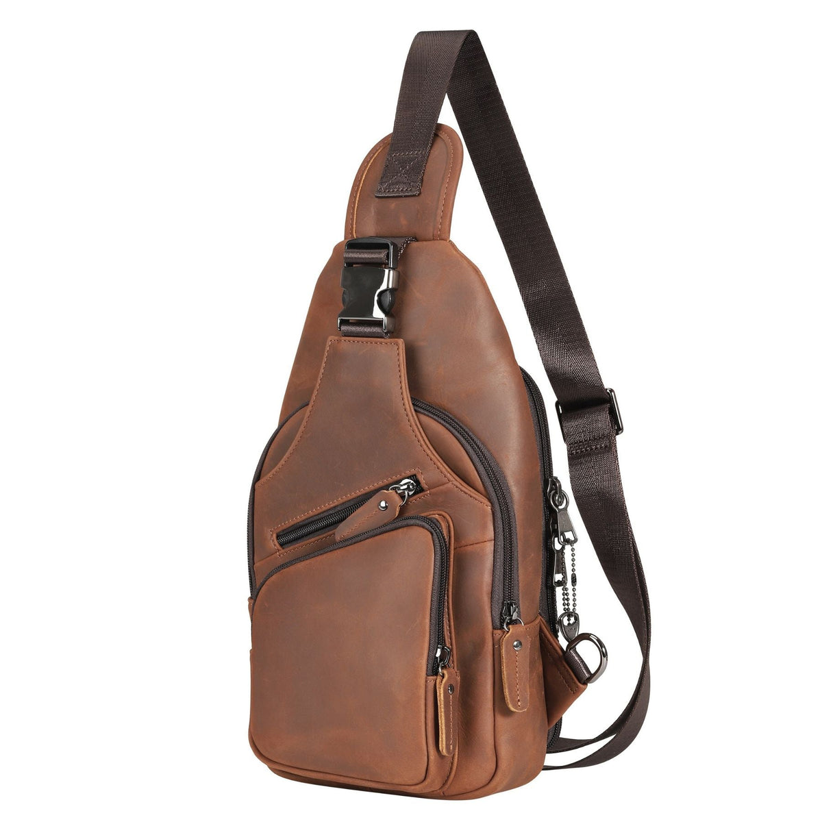 Concealed Carry Xander Leather Sling in Distressed Brown – side view