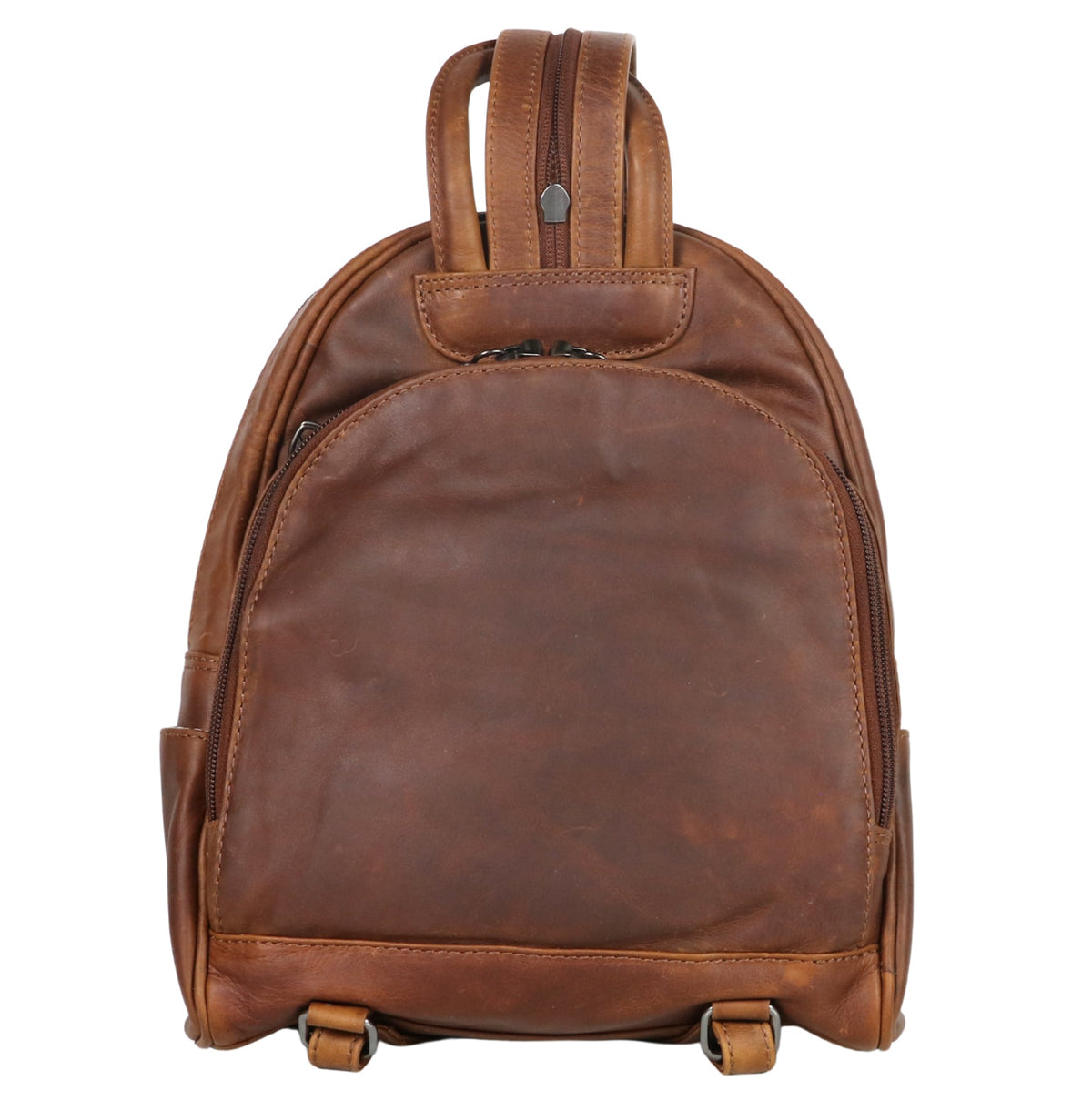 Concealed Carry RFID Daisy Leather Backpack in Cognac – back view