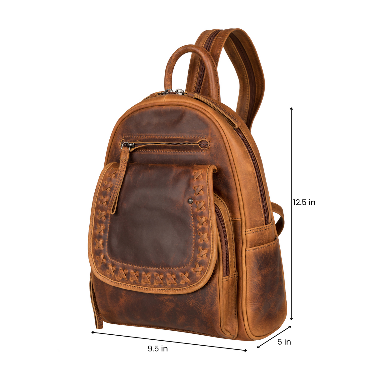 Concealed Carry RFID Daisy Leather Backpack in Cognac – additional view 1