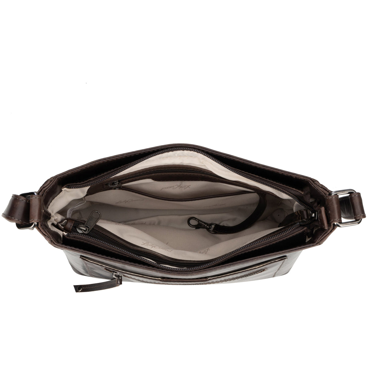 Delaney Concealed Carry Crossbody in Dark Mahogany – interior view