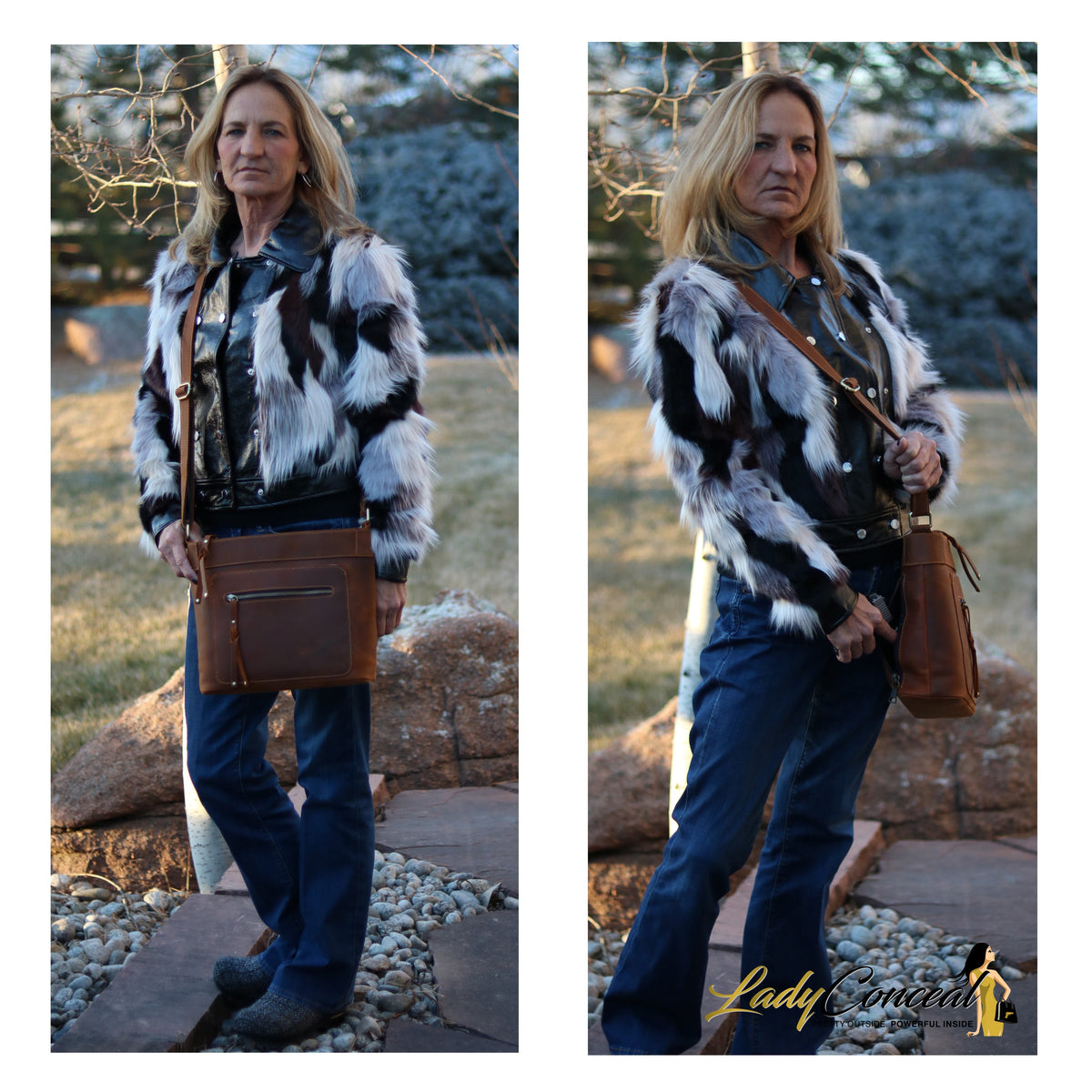 Delaney Concealed Carry Crossbody in Distressed Dark Brown – additional view 3