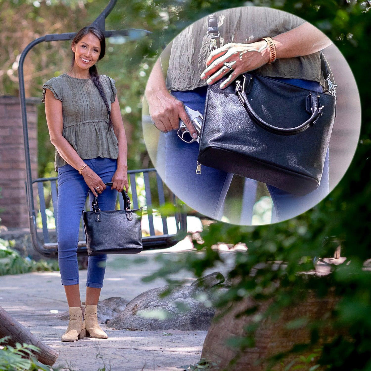 Ella Concealed Carry Satchel in Black – additional view 2