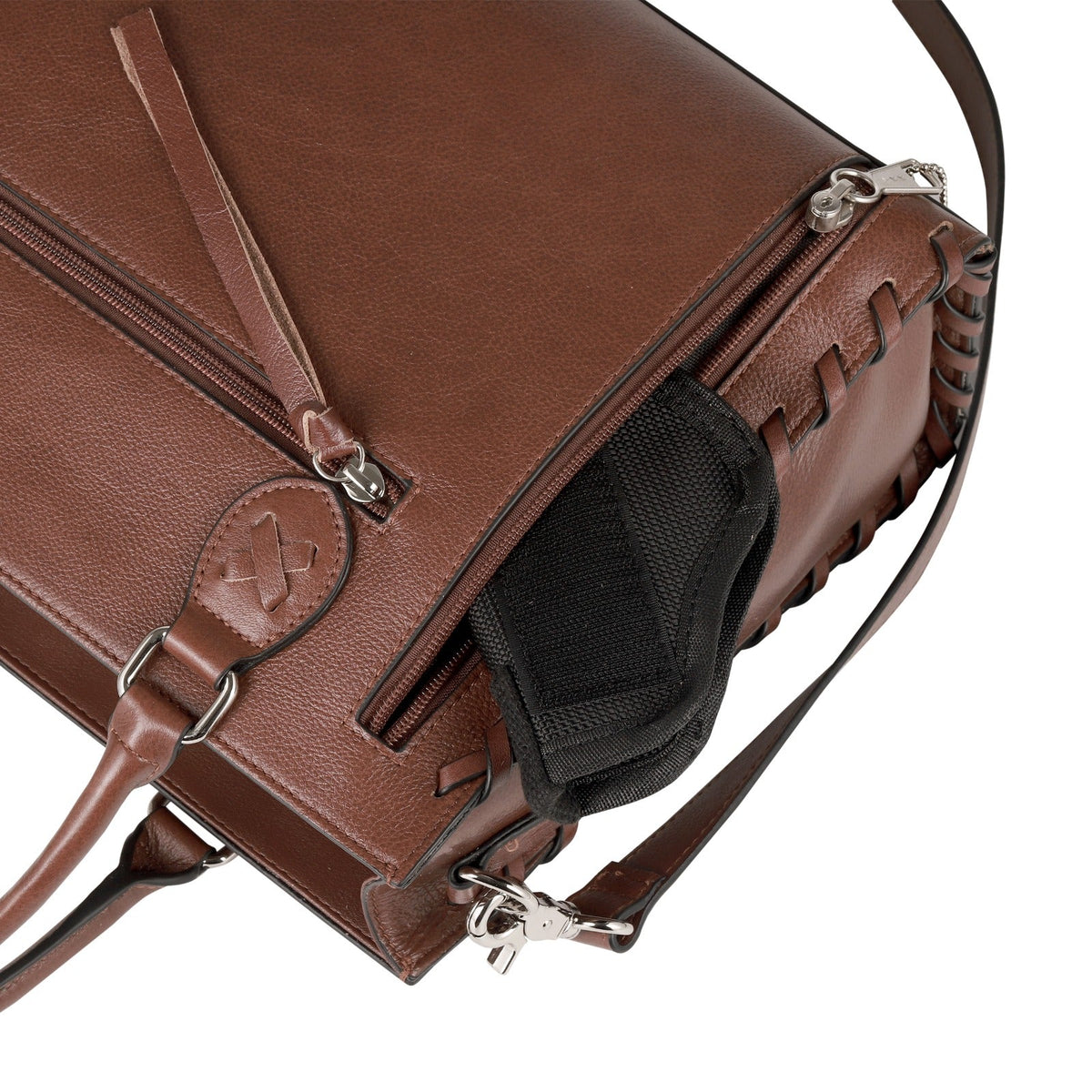 Concealed Carry Emma Leather Satchel in Mahogany – concealment pocket