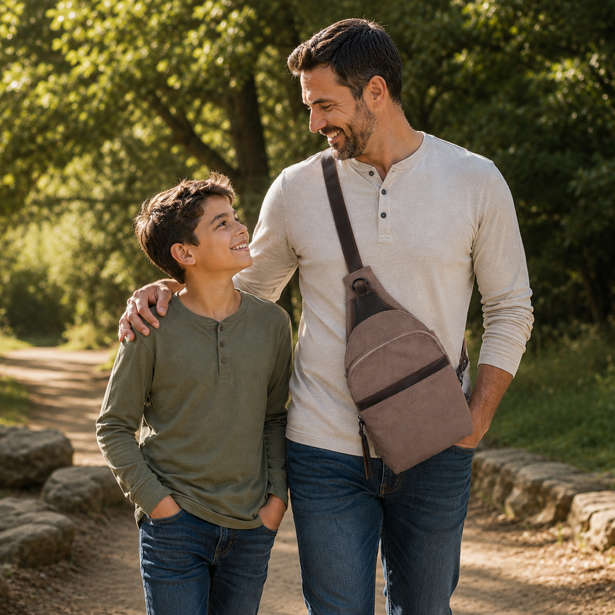 Concealed Carry Sling Bag in Light Brown – additional view 1
