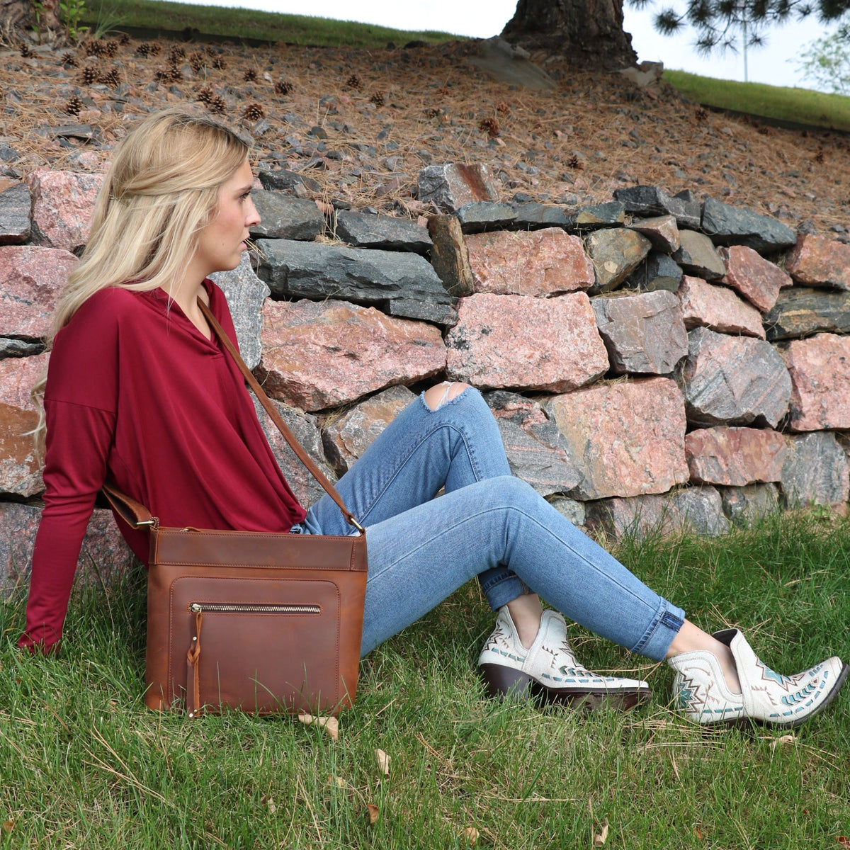 Delaney Concealed Carry Crossbody in Distressed Dark Brown – additional view 2