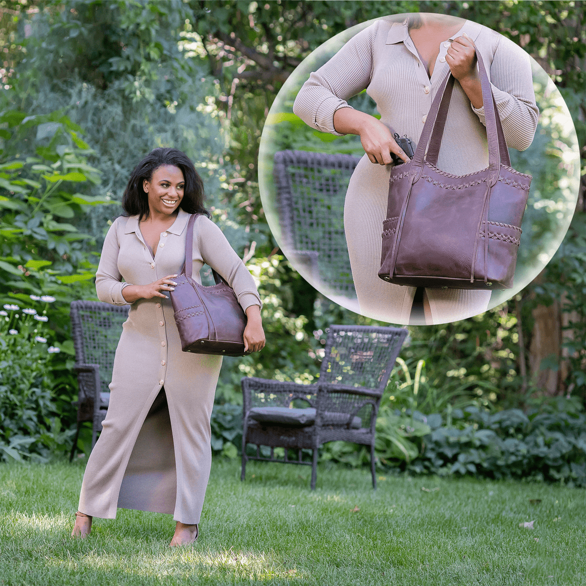 Concealed Carry Kendall Leather Tote in Mahogany – additional view 3
