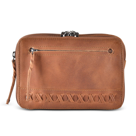 Concealed Carry Kailey Leather Fanny Pack/Sling in Cognac – front view