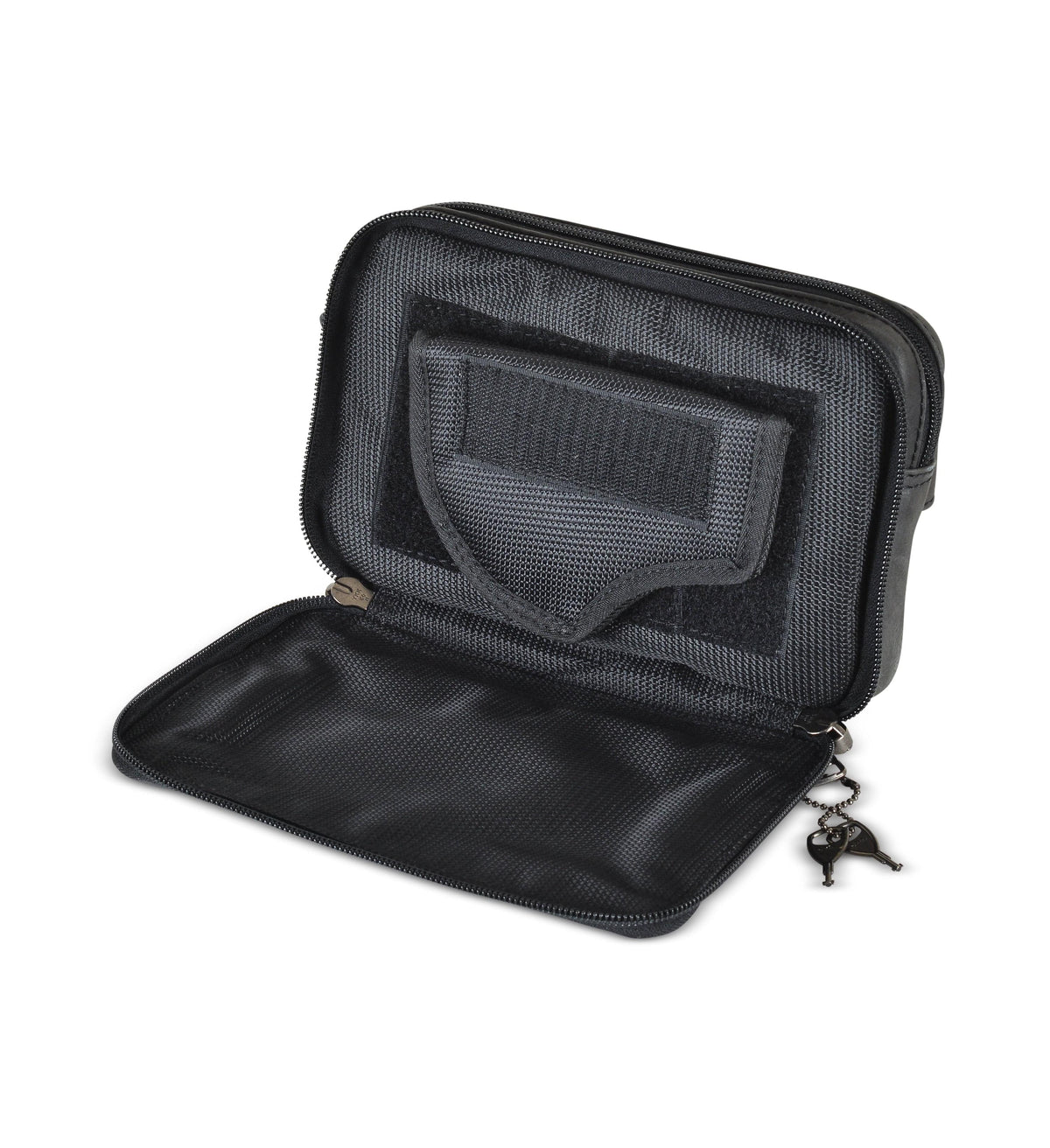 Concealed Carry Kailey Leather Fanny Pack/Sling in Cognac – shown with handgun 2