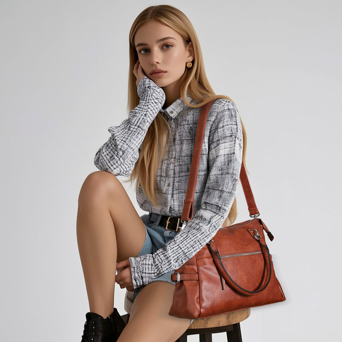 Concealed Carry Jessica Satchel in Mahogany – additional view 1