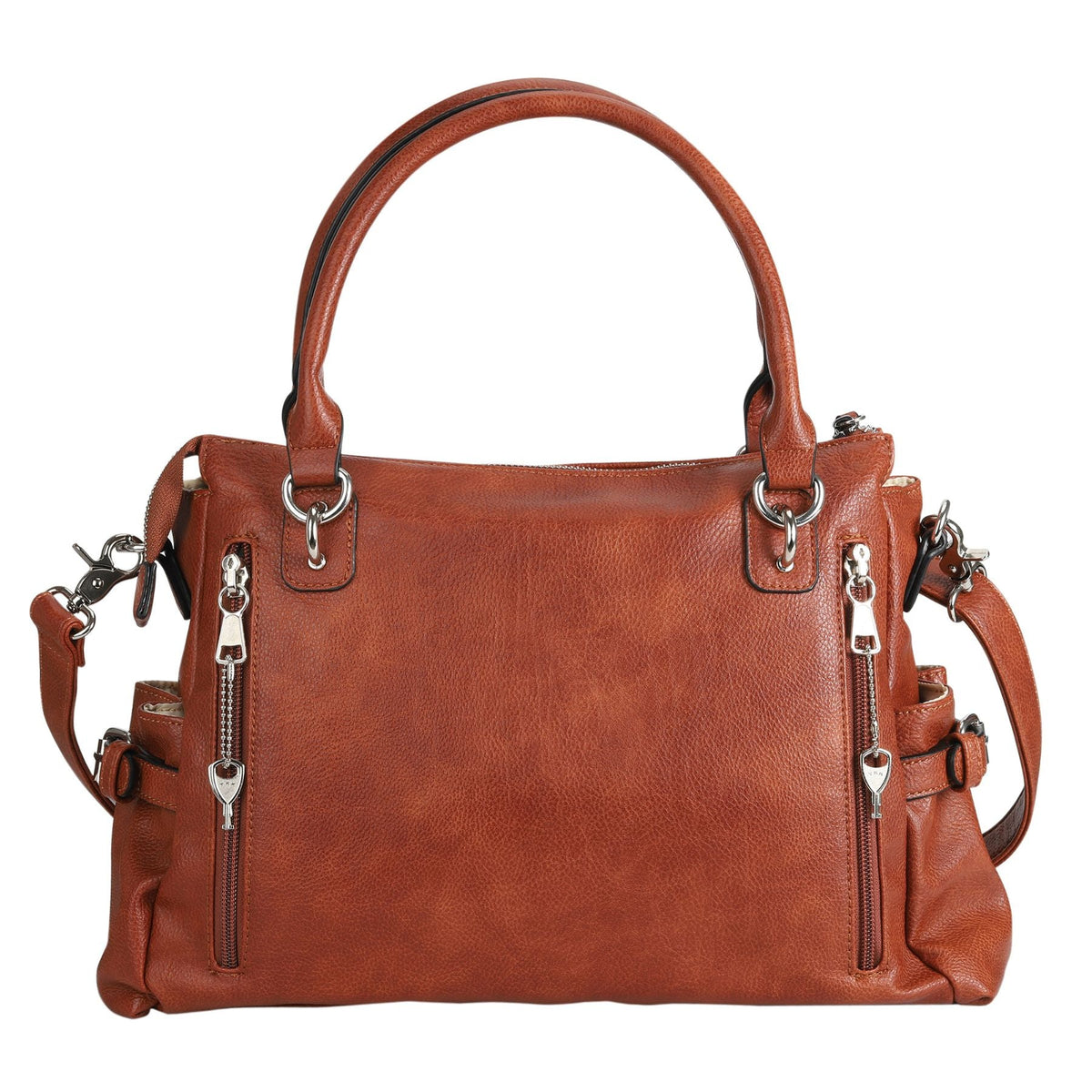 Concealed Carry Jessica Satchel in Mahogany – back view