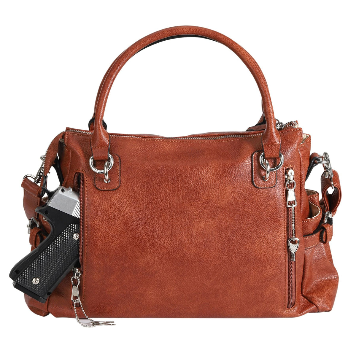 Concealed Carry Jessica Satchel in Mahogany – concealment pocket