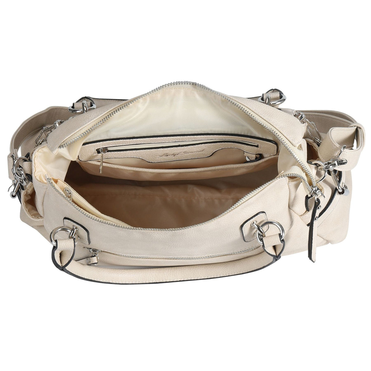 Concealed Carry Jessica Satchel in Bone – interior view