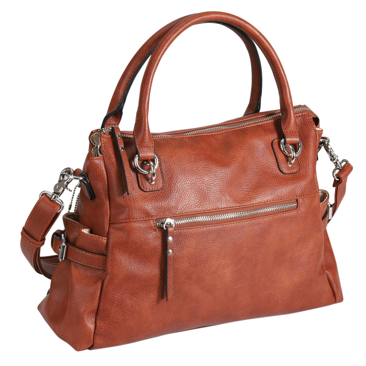 Concealed Carry Jessica Satchel in Mahogany – side view