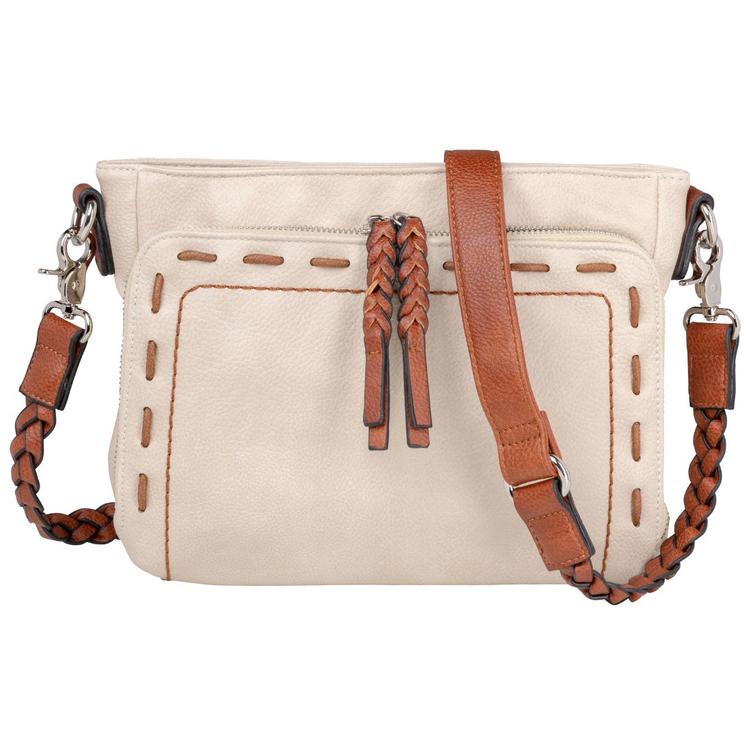 Skylar Concealed Carry Crossbody Organizer in Mahogany – front view 2