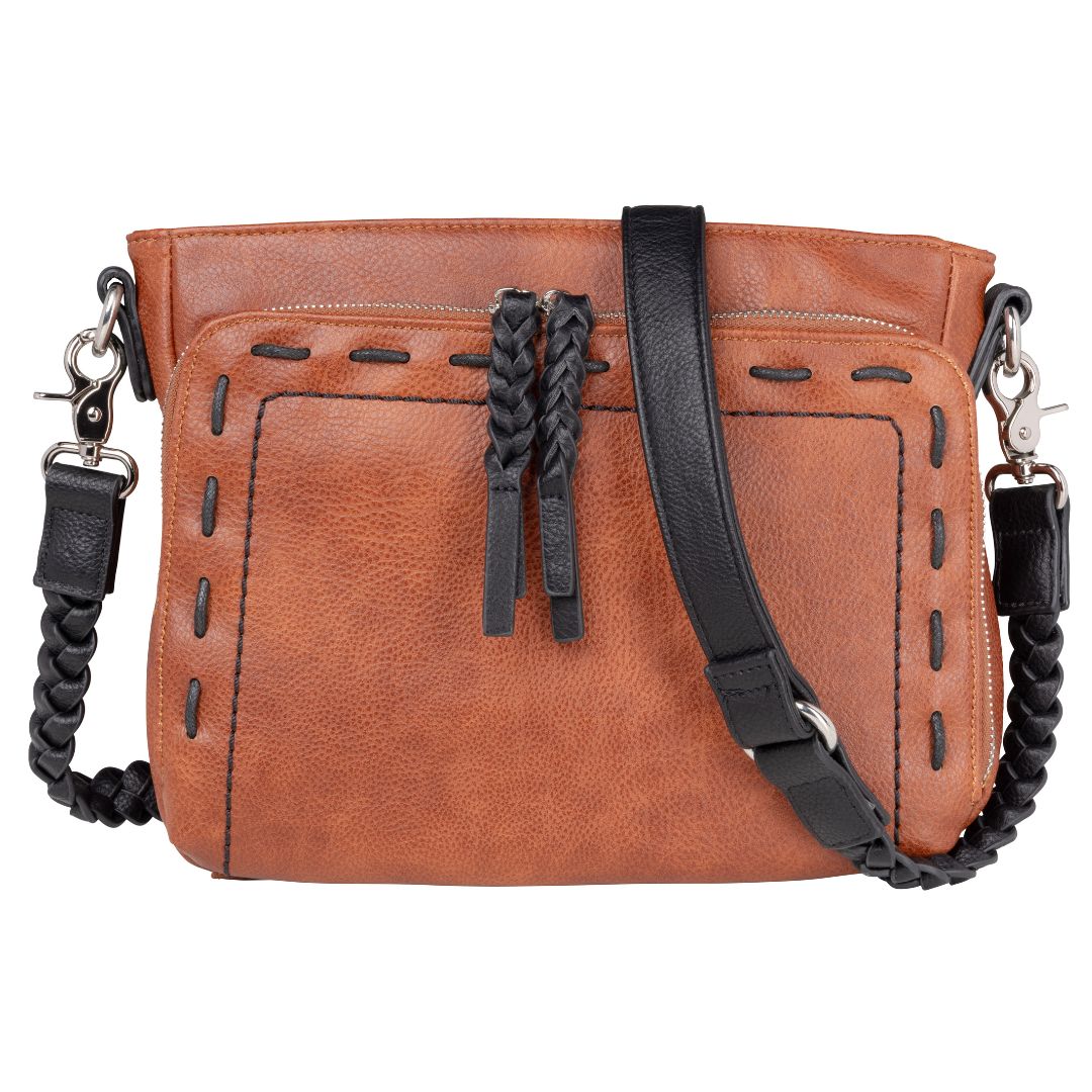 Skylar Concealed Carry Crossbody Organizer in Mahogany – front view