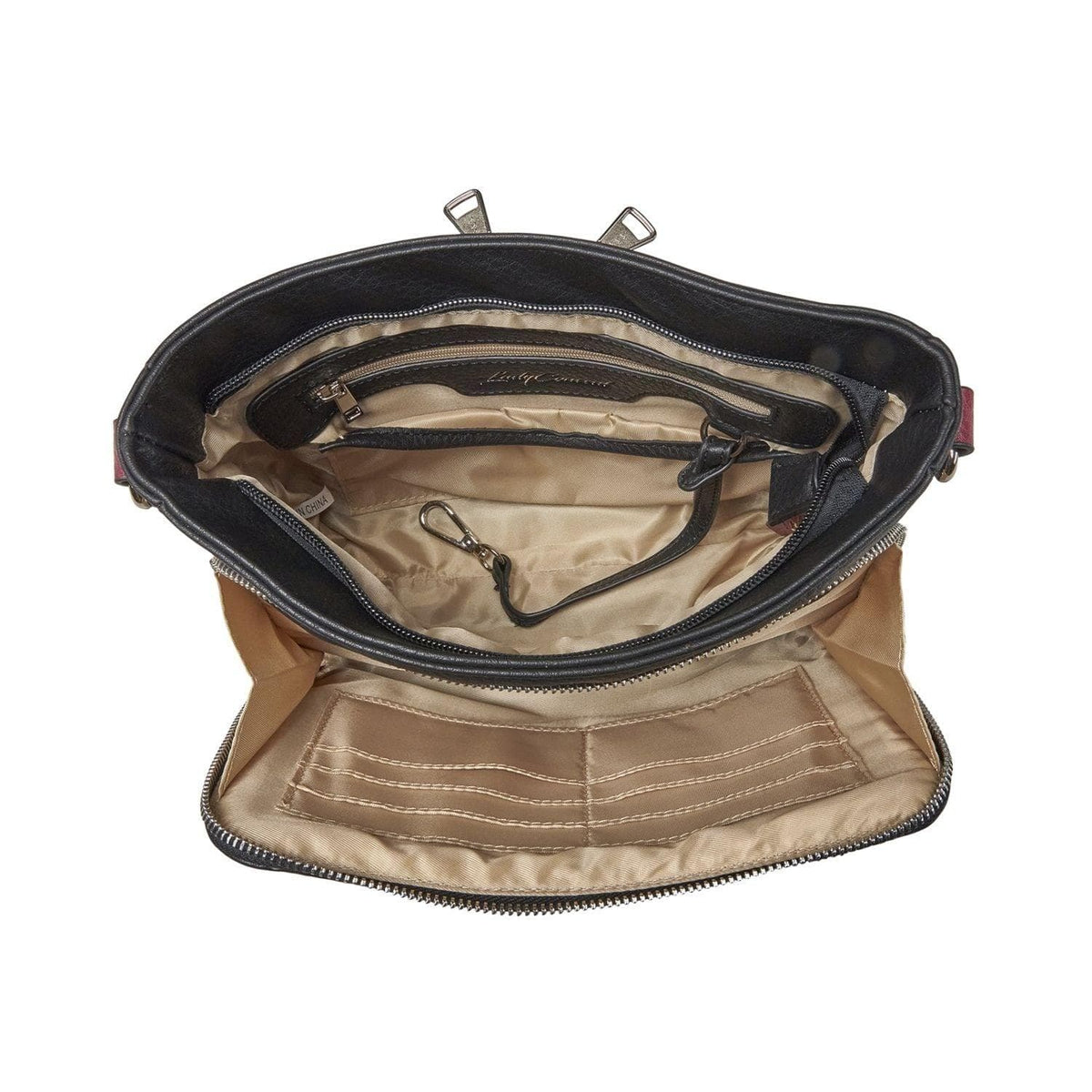 Skylar Concealed Carry Crossbody Organizer in Black – interior view