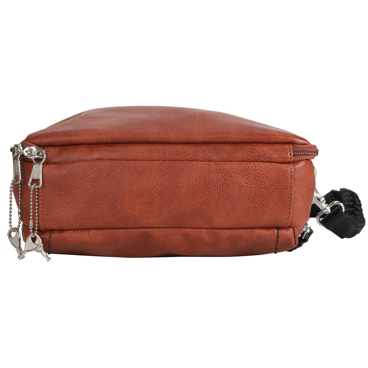 Skylar Concealed Carry Crossbody Organizer in Mahogany – bottom view