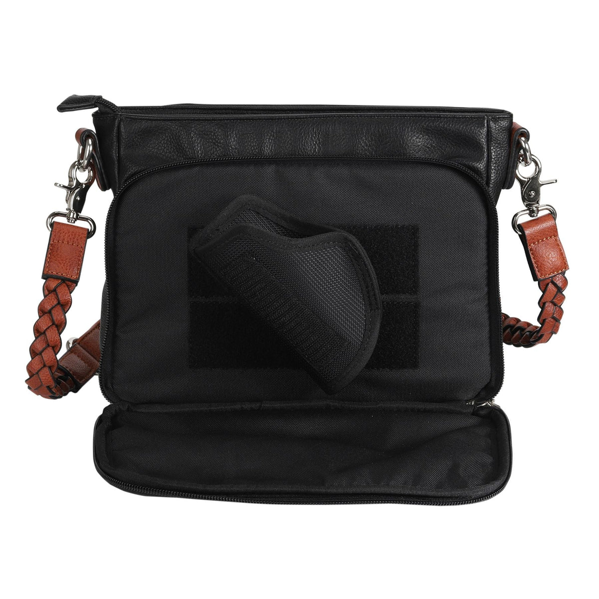 Skylar Concealed Carry Crossbody Organizer in Mahogany – concealment pocket 2