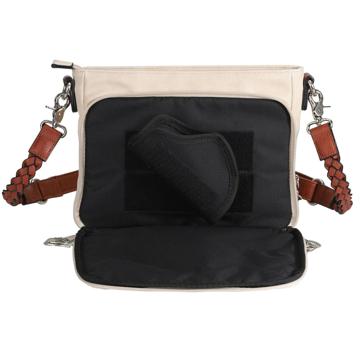 Skylar Concealed Carry Crossbody Organizer in Mahogany – concealment pocket 3