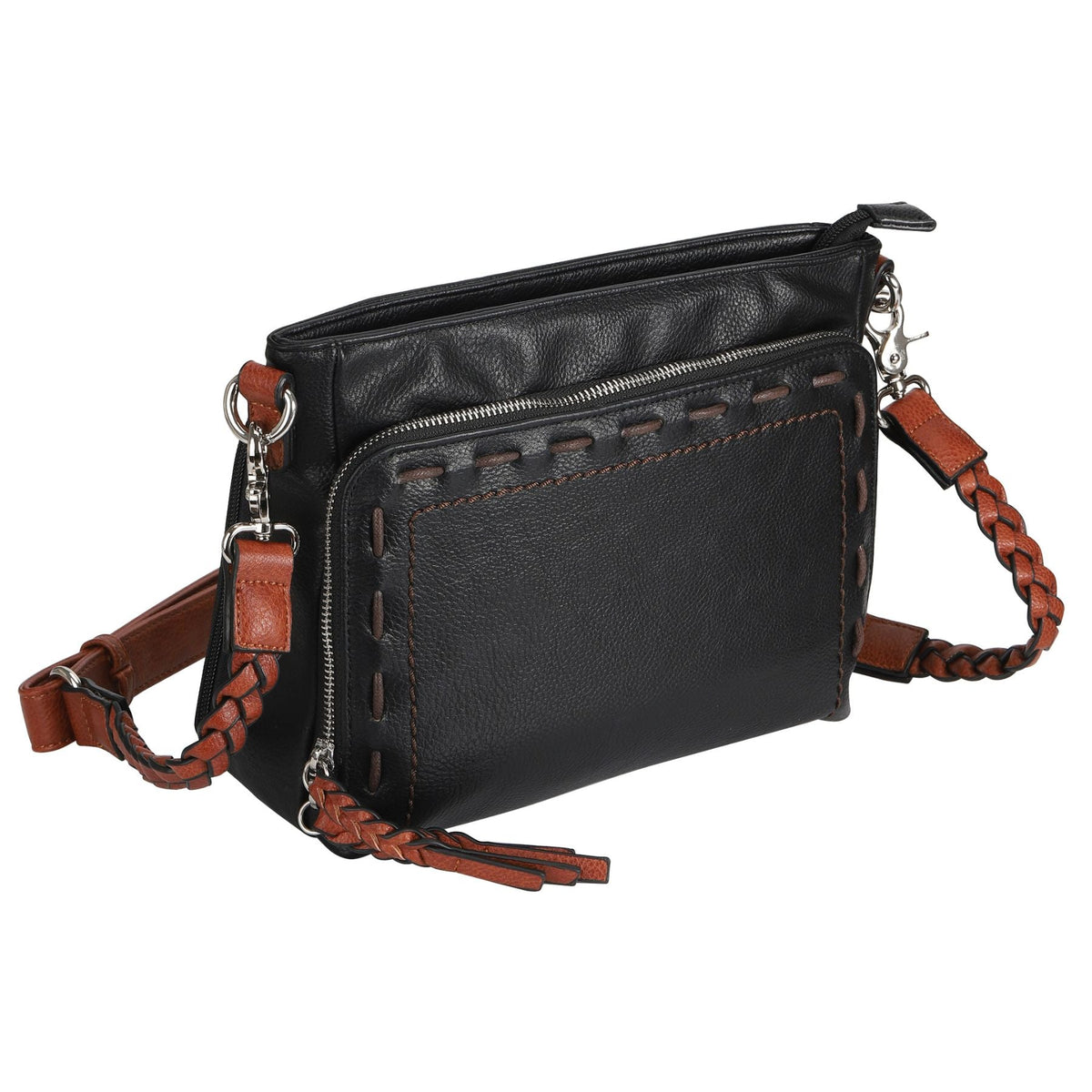 Skylar Concealed Carry Crossbody Organizer in Mahogany – side view 2