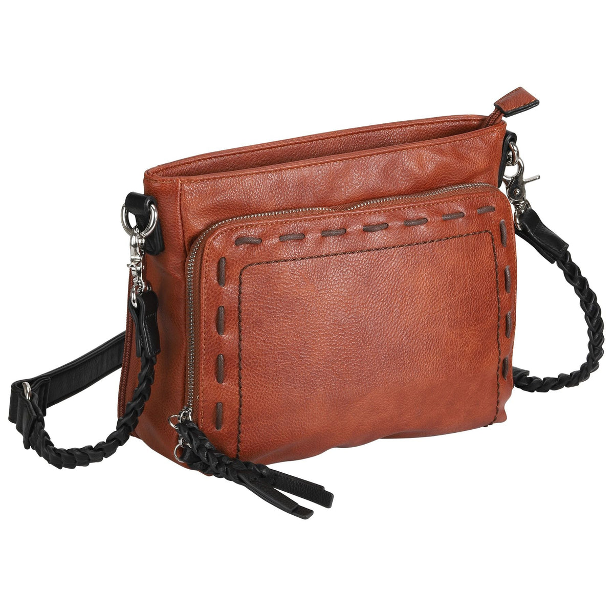 Skylar Concealed Carry Crossbody Organizer in Mahogany – side view